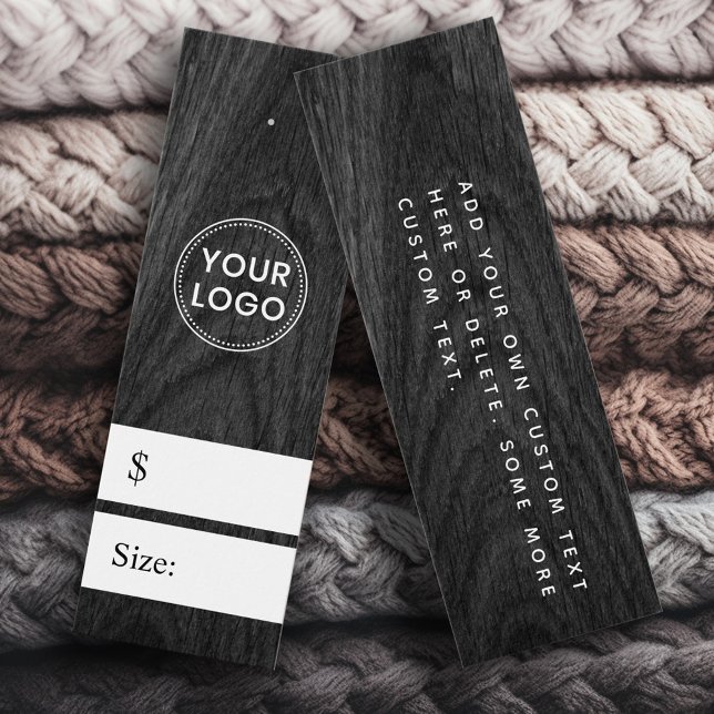 Cartes De Visite Balise de prix pour le grain de bois noir (Black wood grain look price tag)