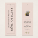 Cartes De Visite Balise de suspension de la boutique de vêtements m<br><div class="desc">Une étiquette design moderne qui est idéale pour une boutique ou magasin de vêtements et d'accessoires. Sur un arrière - plan blush vous ajouterez votre nom de magasin sur le devant. Ajoutez un bref texte supplémentaire ci-dessous. Au verso, vous trouverez le logo de votre entreprise. Ensuite, une brève déclaration, et...</div>