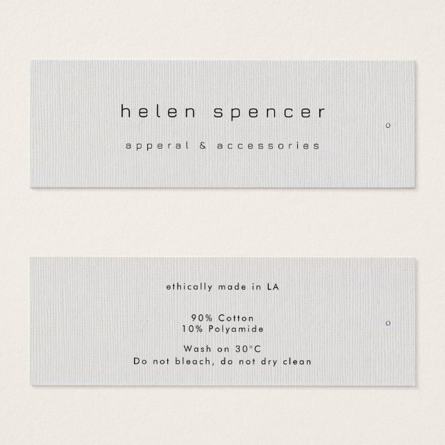 Cartes De Visite Balise de vêtements légers minimaux, Balise de pri (Devant & derrière)