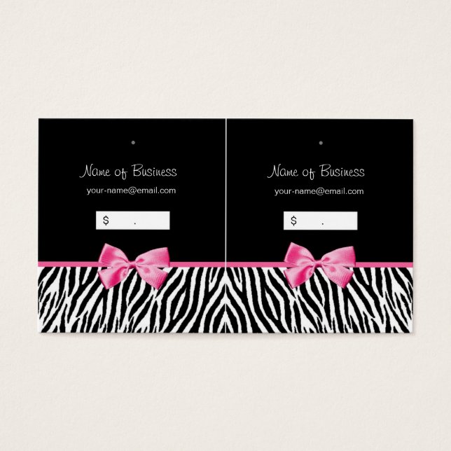 Cartes De Visite Balise d'impression en noir et blanc tendance Zebr (Devant)