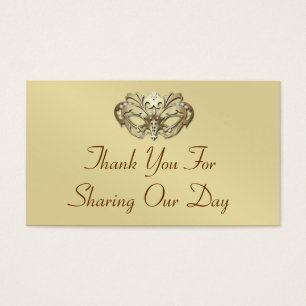 Cartes De Visite Balise Gold Masquerade Elegant Favor