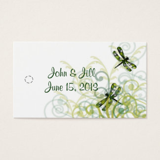 Cartes De Visite Balise Green Dragonflies Wedding Favor
