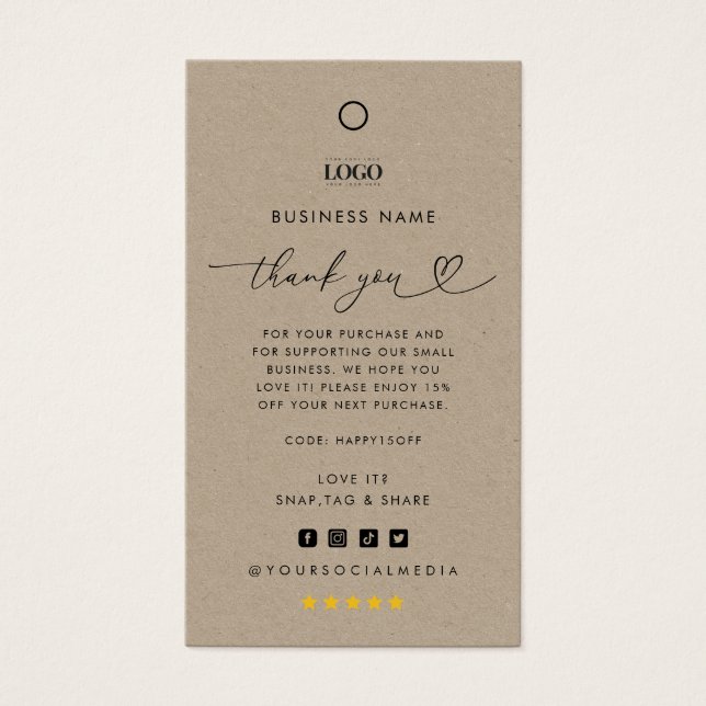 Cartes De Visite Balise Hang du logo personnalisé Merci d'affaires (Devant)