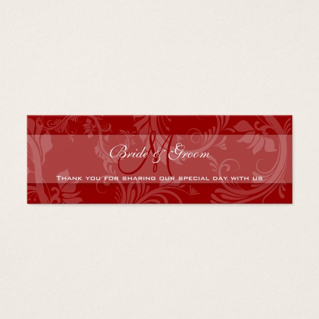 Cartes De Visite Balise mariage blanc rouge "merci" (Devant)
