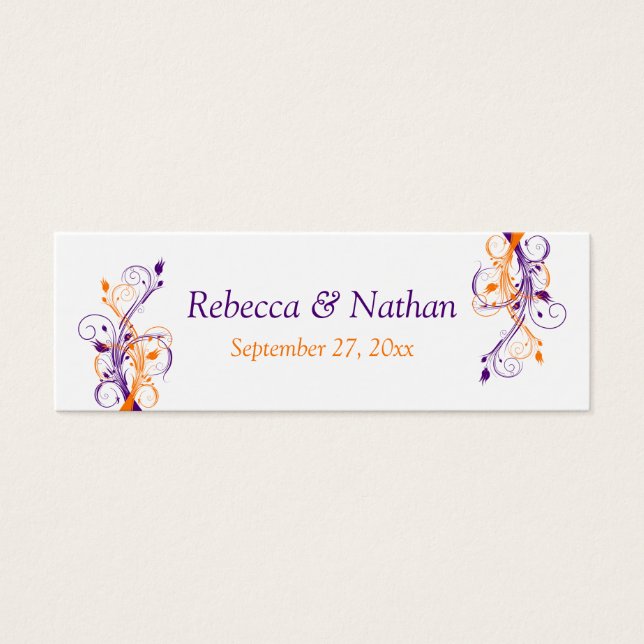Cartes De Visite Balise Mariage Floral Blanc Violet Fleur Favor (Devant)