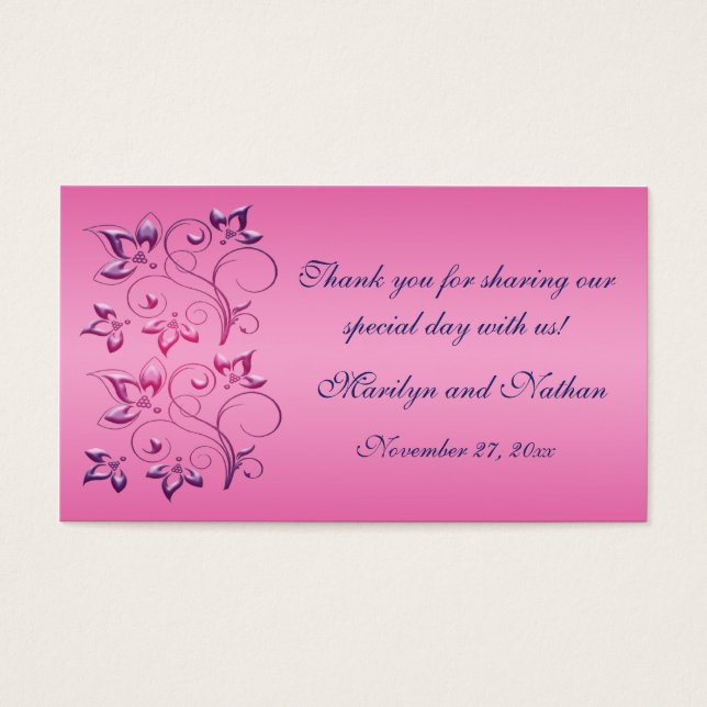 Cartes De Visite Balise Marine et mariage rose floral Favor (Devant)