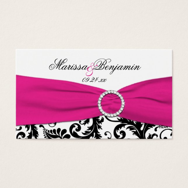 Cartes De Visite Balise Noir, Blanc et Fuchsia Wedding Favor (Devant)