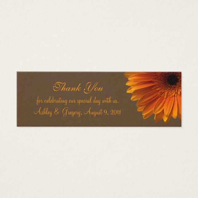 Cartes De Visite Balise Orange Gerbera Daisy Wedding Favor (Devant)