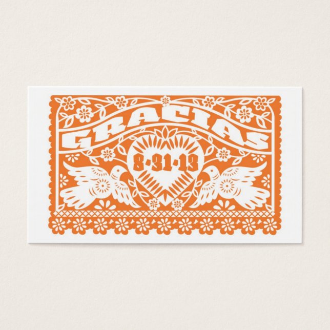 Cartes De Visite Balise Papel Picado Lovebirds Orange (Devant)