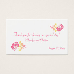 Cartes De Visite Balise Pise rose et Jaune sur le mariage blanc Fav