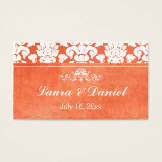 Cartes De Visite Balise Privilège Mariage damassé orange et blanc