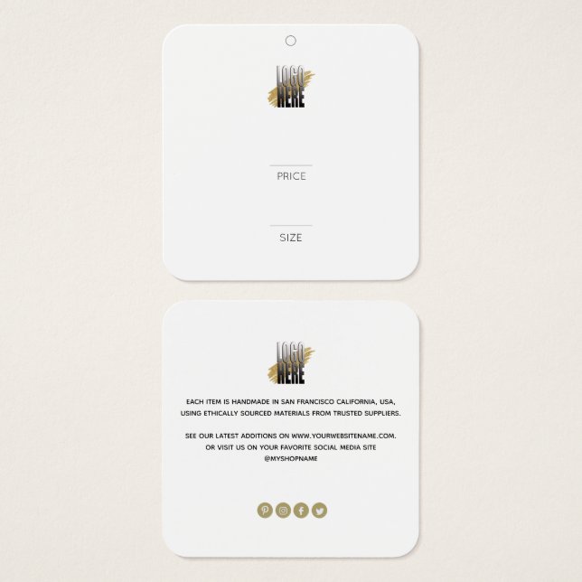 Cartes De Visite Balise Prix du logo moderne accrochage Carré (Devant & derrière)