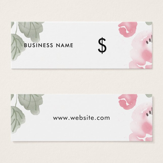 Cartes De Visite Balise Prix romantique de l'aquarelle rose clair (Devant & derrière)