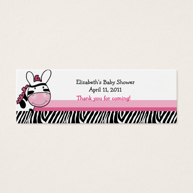 Cartes De Visite Balise Rose Zebra Diva Stripe Shower / Anniversair (Devant)