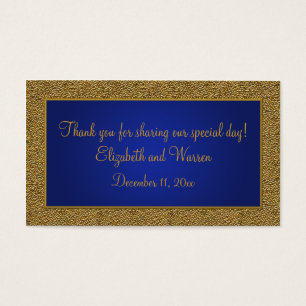 Cartes De Visite Balise Royal Blue et Gold Wedding Favor