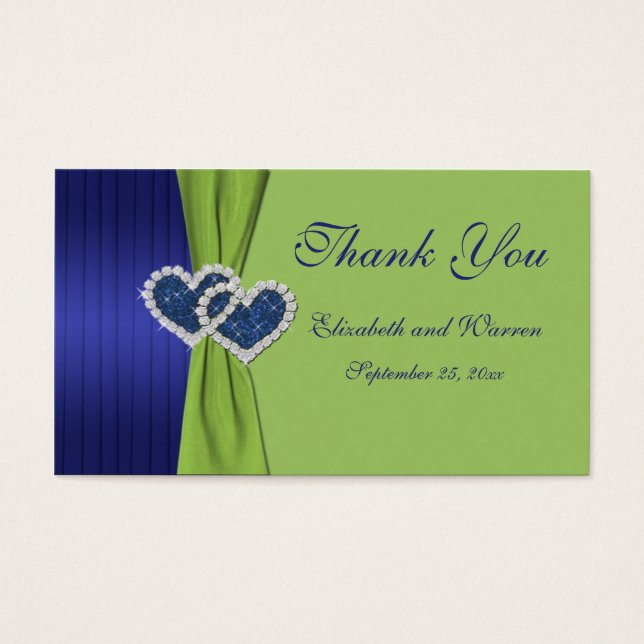 Cartes De Visite Balise Royal Blue Pleats et Chartreuse Damask Fave (Devant)