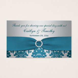 Cartes De Visite Balise Turquoise de préférence Damas RIBBON en arg