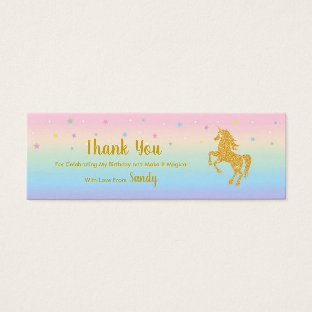 Cartes De Visite Balise Unicorn Magical Birthday Party Favoriser le (Devant)