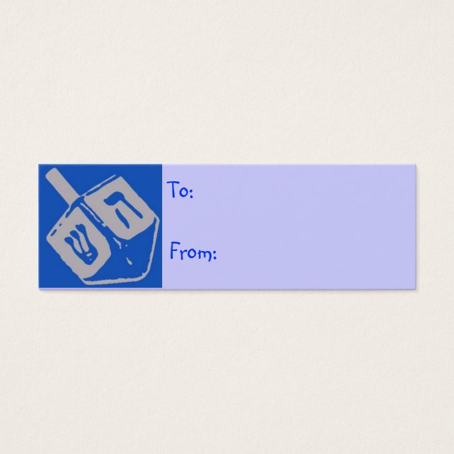 Cartes De Visite Balises cadeaux Blue Dreidel Hanoukka (Devant)