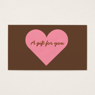 Cartes De Visite Balises cadeaux Coeur Brown et Rose