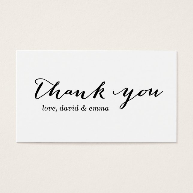 Cartes De Visite Balises-cadeaux de Merci de calligraphie simple (Devant)