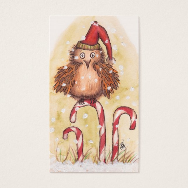 Cartes De Visite Balises cadeaux de Noël Owl (Devant)