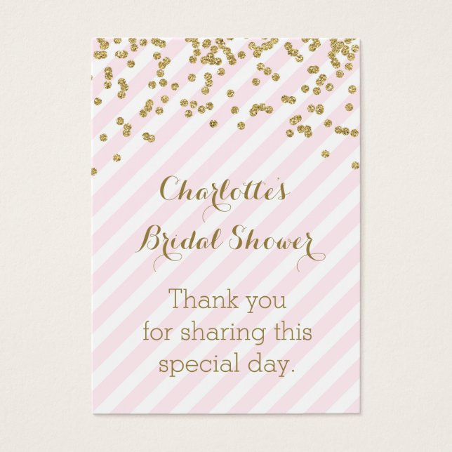 Cartes De Visite Balises de Fête des mariées Gold Pink Favoriser (Devant)