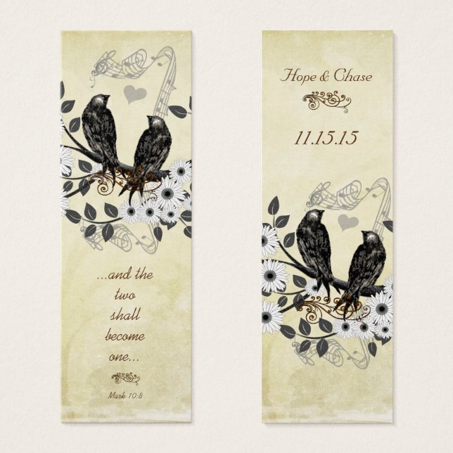 Cartes De Visite Balises de Mariage vintage Bird (Devant & derrière)