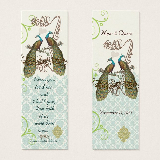 Cartes De Visite Balises de Mariage vintage Bird (Devant & derrière)