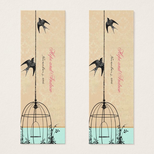Cartes De Visite Balises de Mariage vintage Bird (Devant & derrière)