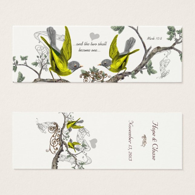 Cartes De Visite Balises de Mariage vintage Bird (Devant & derrière)