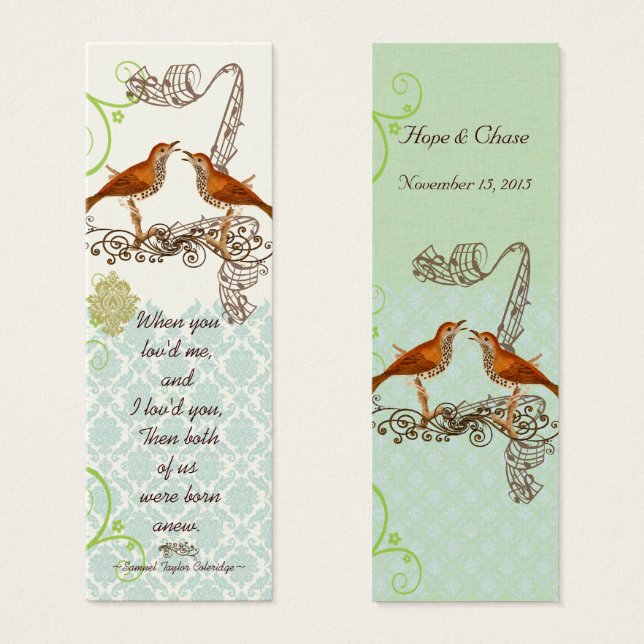 Cartes De Visite Balises de Mariage vintage Bird (Devant & derrière)