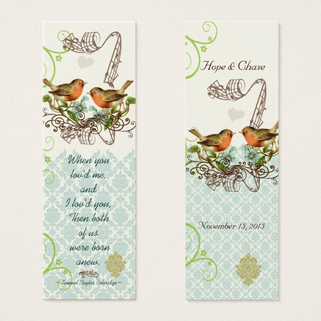 Cartes De Visite Balises de Mariage vintage Bird (Devant & derrière)