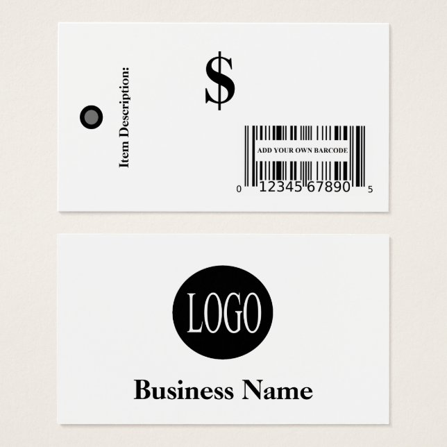 Cartes De Visite Balises de prix avec code-barres Balise de vente a (Devant & derrière)