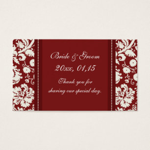 Cartes De Visite Balises favorites Mariage damassé en blanc rouge