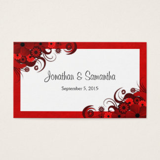 Cartes De Visite Balises Fleur Rouge et Blanc Personnalisé Mariage