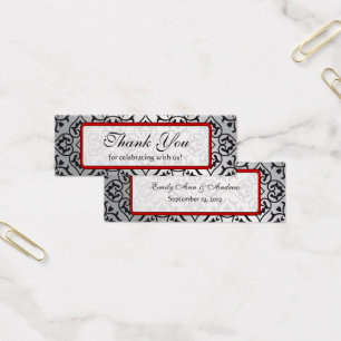 Cartes De Visite Balises vintage Red Silver et Black Mariage damass
