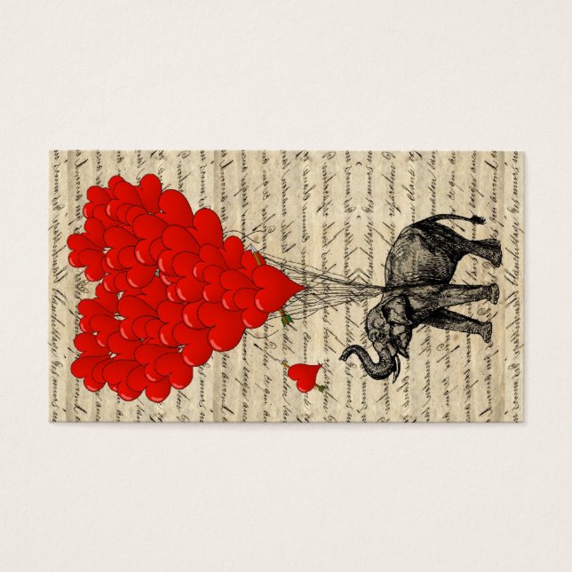 Cartes De Visite Ballons éléphants et en forme de coeur (Devant)