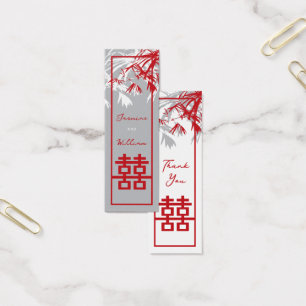 Cartes De Visite Bamboo Feuille Double Bonheur Mariage Tags cadeaux