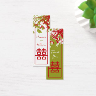 Cartes De Visite Bamboo Feuille Double Bonheur Mariage Tags cadeaux