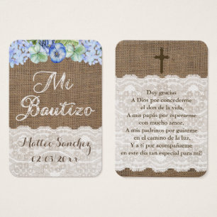 Cartes De Visite Baptême espagnol Favoriser Balise Recuerdo de Baut