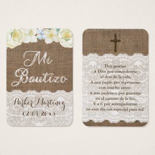 Cartes De Visite Baptême latin Favoriser Balise Recuerdo de Bautizo