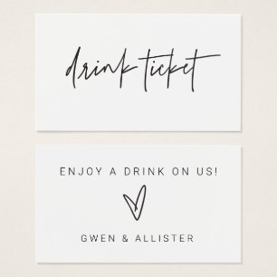 Cartes De Visite Bar Boissons gratuites Billet Mariage Réception pa