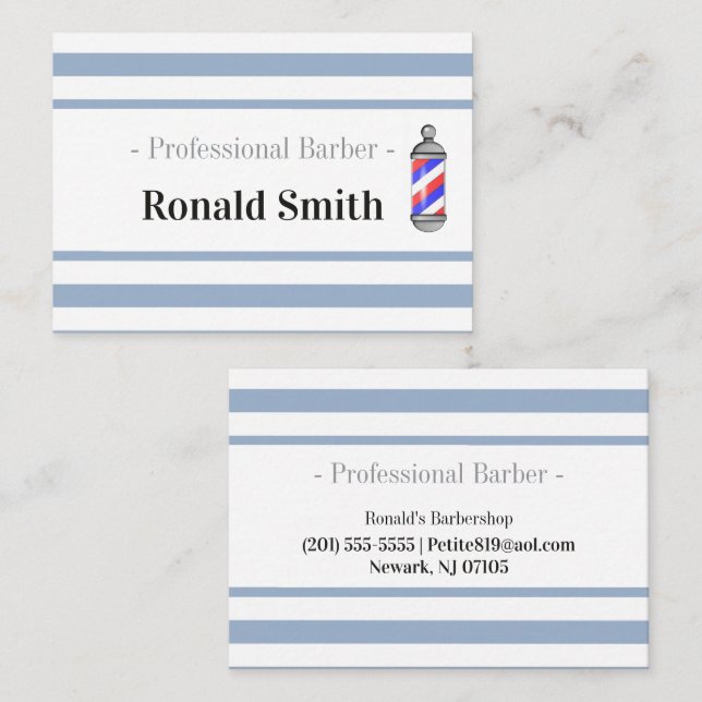 Cartes de visite, Barbier du salon de coiffure à r (Devant / Derrière)