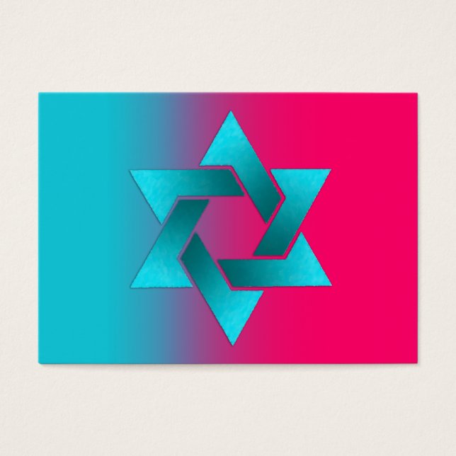 Cartes De Visite Bat mitzvah Turquoise et rose Ombre Star de David (Devant)