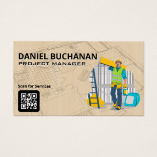 Cartes De Visite Bâtiment d'un ouvrier de construction sur site