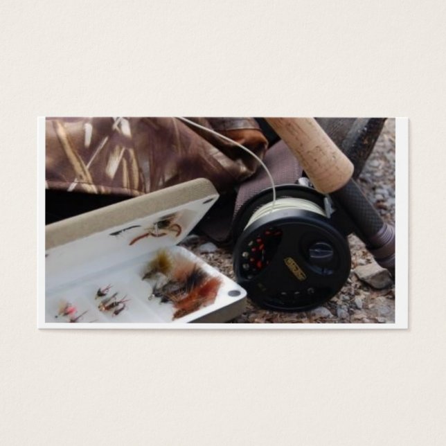 Cartes De Visite Bâton de pêche à la mouche et bobine (Devant)