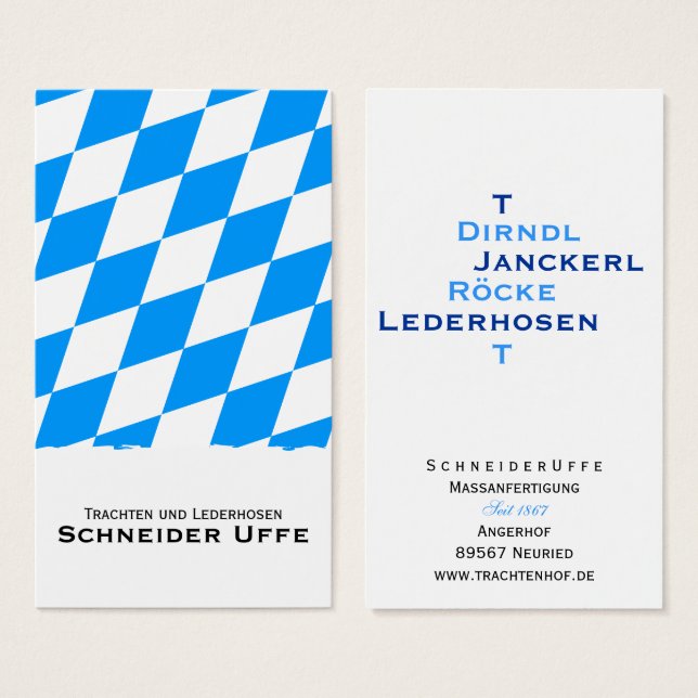 Cartes De Visite Bavière parfaite (Devant & derrière)