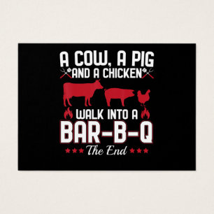 Cartes De Visite BBQ BBQ Papa Plaisanter Une Vache Un Cochon Et U