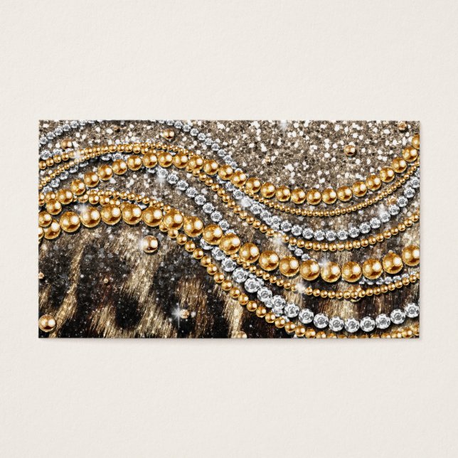 Cartes De Visite Beau Poster de animal tendance Leopard Faux (Devant)